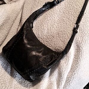 Brighton Black Snake Print Shoulder Handbag Purse